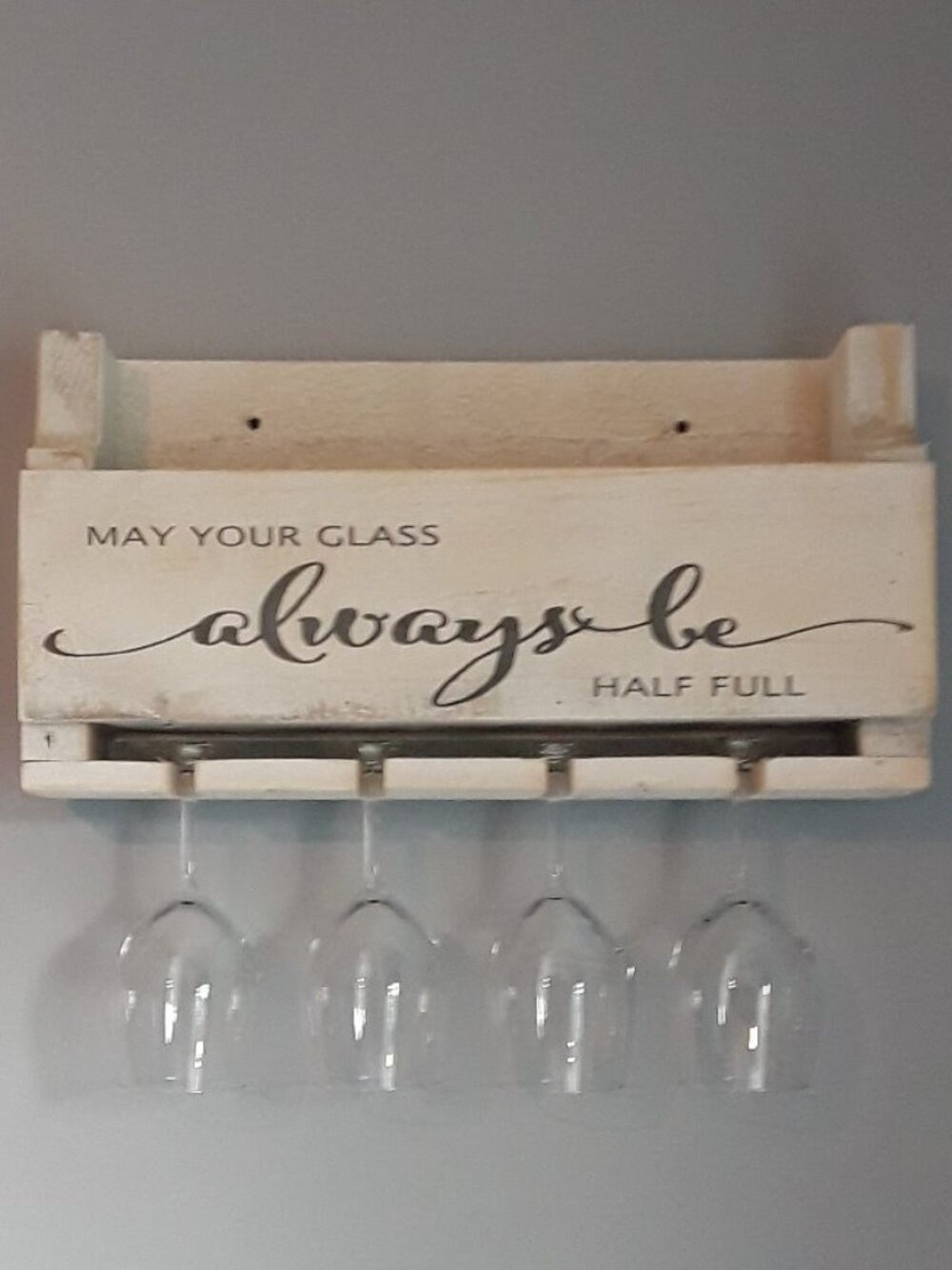 Rustic Wooden Wall-Mounted Wine and Glass Rack